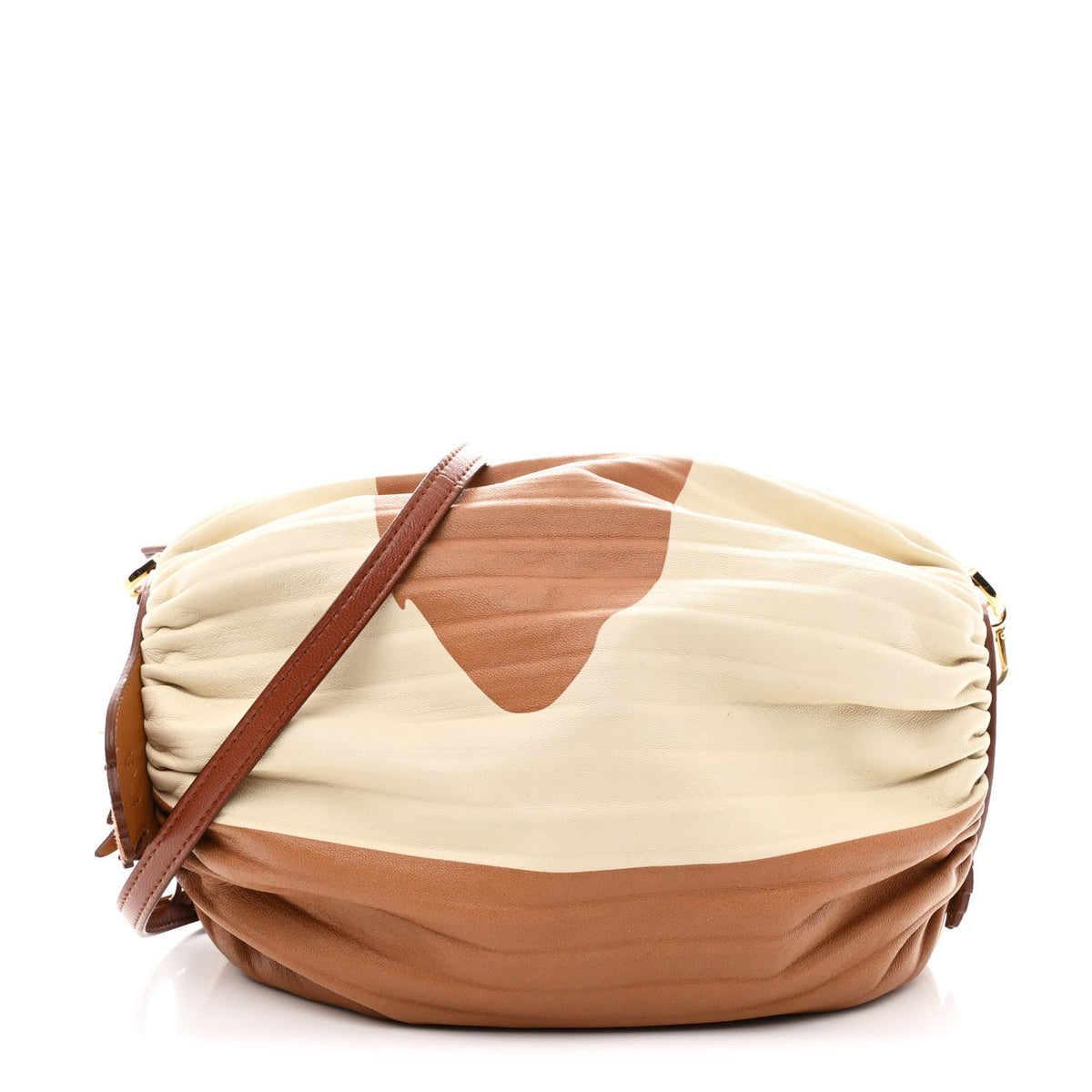 X HOWLS MOVING CASTLE Lambskin Pleated Heen Bracelet Pouch Shoulder Bag Rust