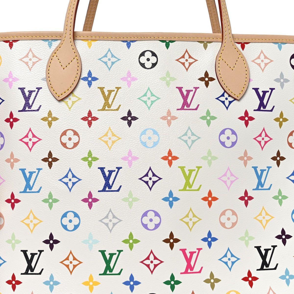LV X TM Monogram Multicolor Neverfull MM White
