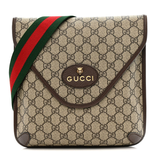 GG Supreme Monogram Web Medium Neo Vintage Flap Messenger Bag Beige New Acero